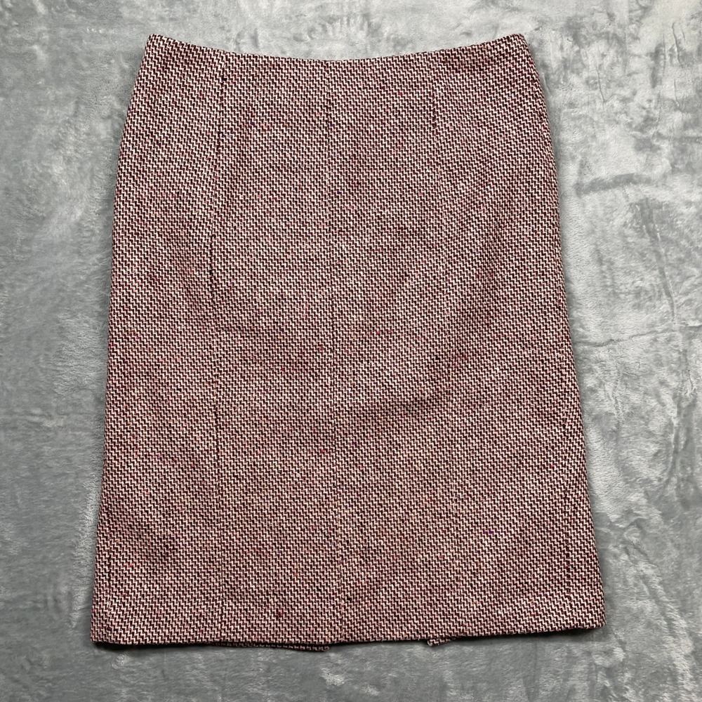 Body by Victoria Pencil Skirt‎ Womens 10 Pink Herringbone Wool Blend Tweed Knee